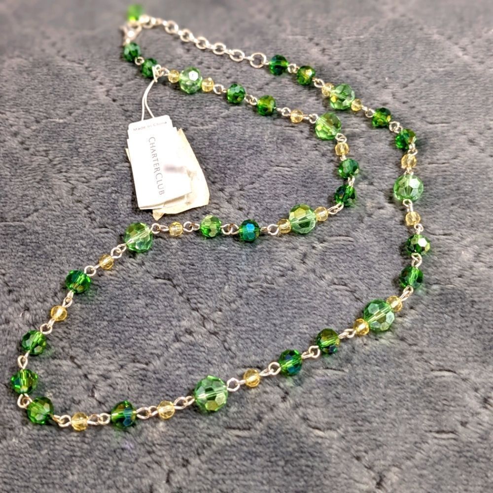 NWT  Macy's Charter House Green Swarovski Crystal Choker - Picture 2 of 8